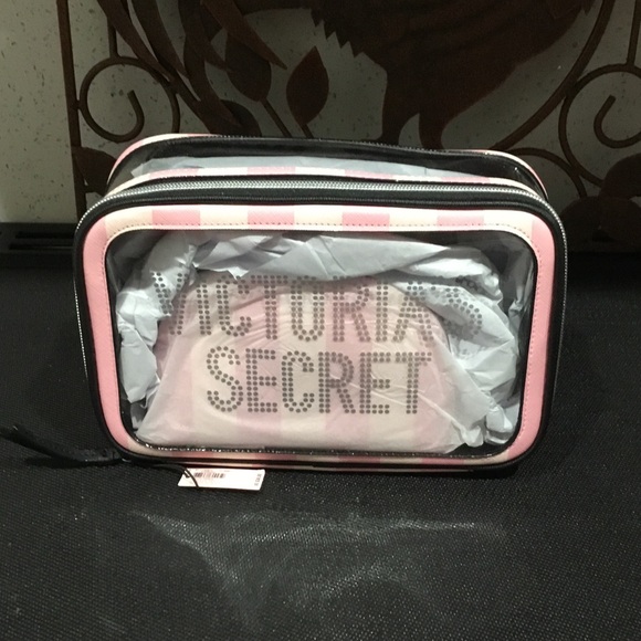 Victoria's Secret Handbags - Victoria's Secret Pink and Black Clear Cosmetic Travel Pouch